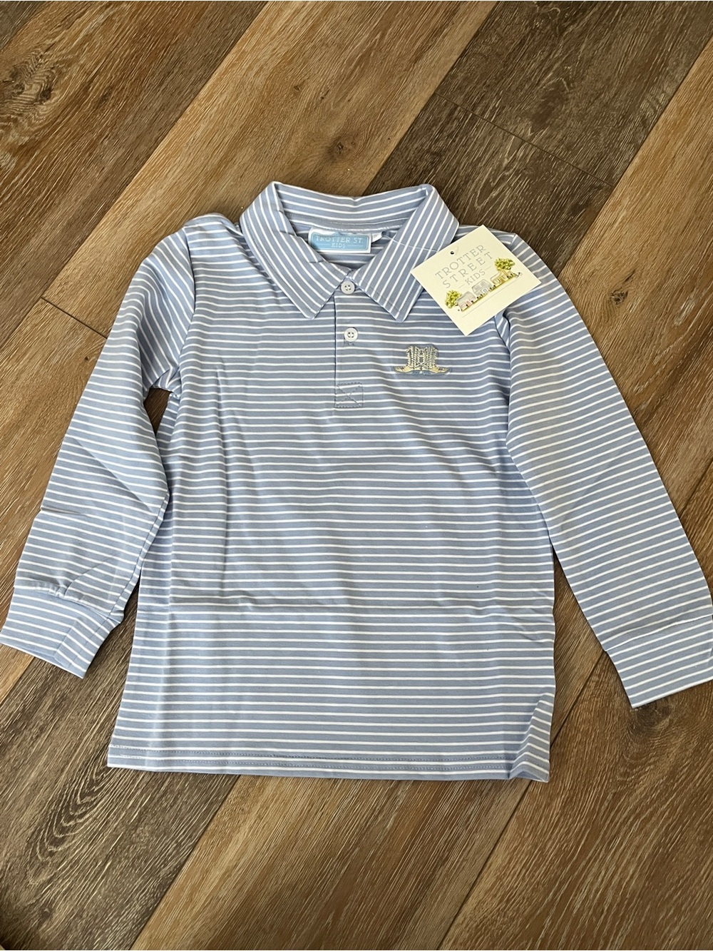 Children's Light Blue Striped Polo Top by Trotter Street